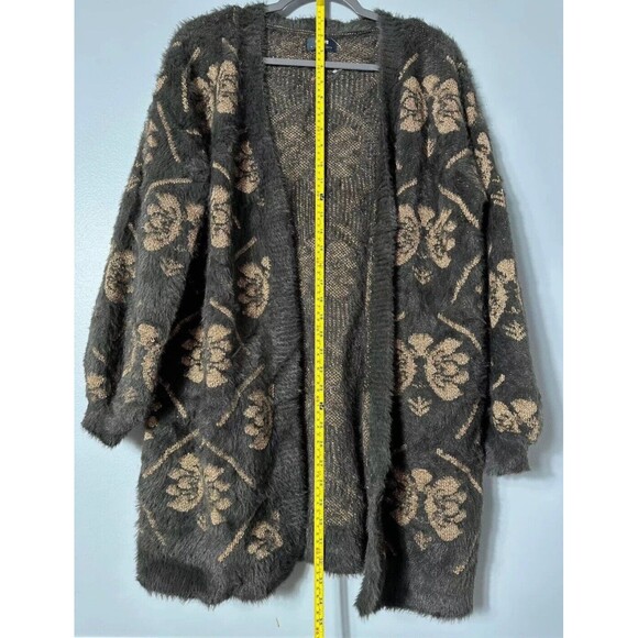 Maeve by Anthropologie floral-like pattern metallic cardigan,open front,fuzzy OS - Picture 13 of 16